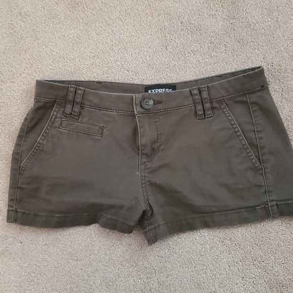 Express Olive Army Green 5 Pocket Chino Shorts Size 00 - Picture 2 of 4